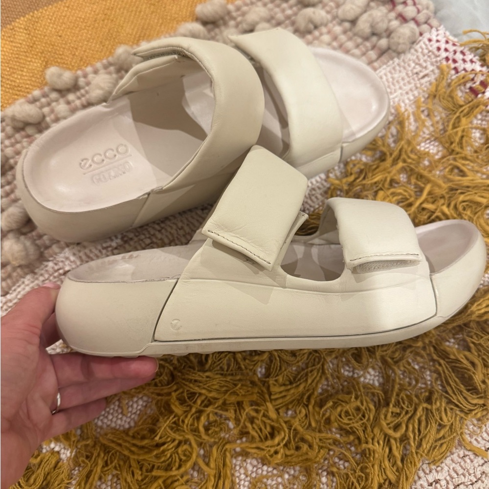 Ecco Off-White Slide Sandals